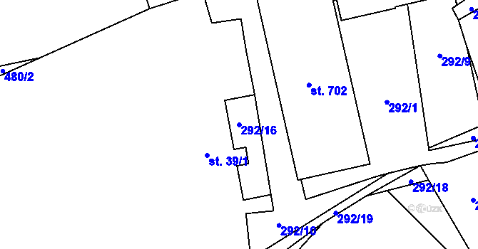 Parcela st. 292/16 v KÚ Sibřina, Katastrální mapa