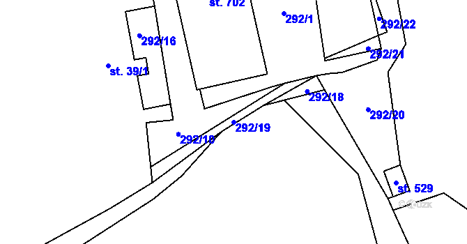 Parcela st. 292/19 v KÚ Sibřina, Katastrální mapa