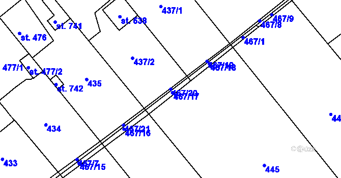 Parcela st. 467/20 v KÚ Sibřina, Katastrální mapa