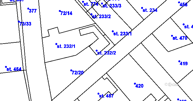 Parcela st. 232/2 v KÚ Sibřina, Katastrální mapa