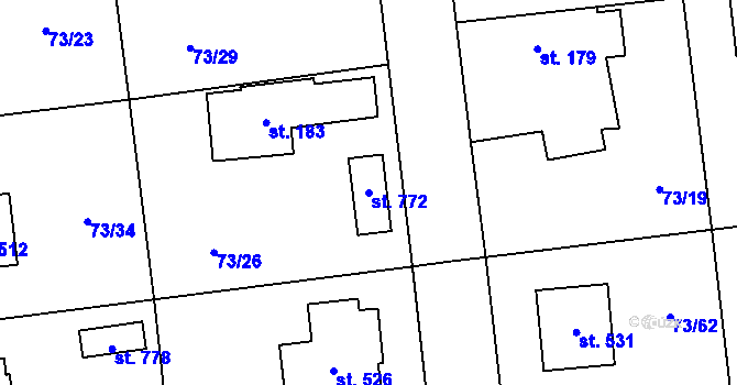 Parcela st. 772 v KÚ Sibřina, Katastrální mapa