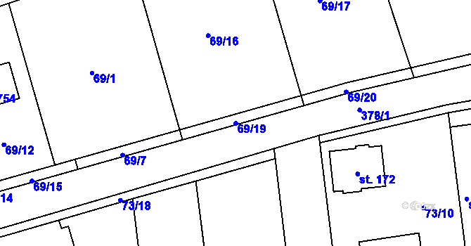 Parcela st. 69/19 v KÚ Sibřina, Katastrální mapa