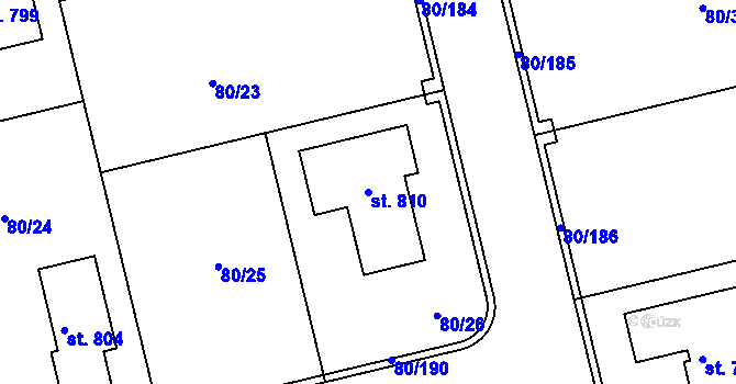 Parcela st. 810 v KÚ Sibřina, Katastrální mapa