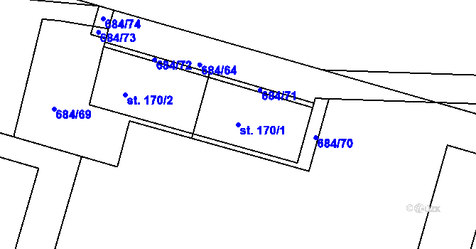 Parcela st. 170/1 v KÚ Stupice, Katastrální mapa