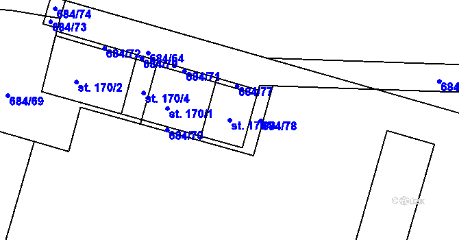 Parcela st. 170/3 v KÚ Stupice, Katastrální mapa