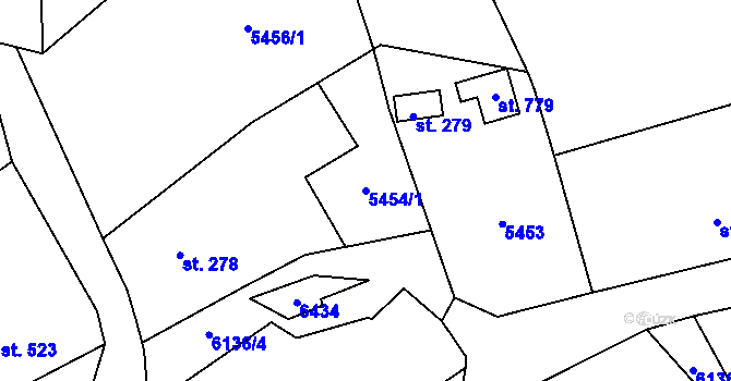 Parcela st. 5454/1 v KÚ Sidonie, Katastrální mapa