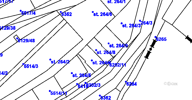 Parcela st. 264/8 v KÚ Sidonie, Katastrální mapa