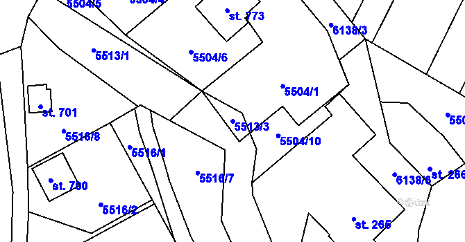 Parcela st. 5513/3 v KÚ Sidonie, Katastrální mapa
