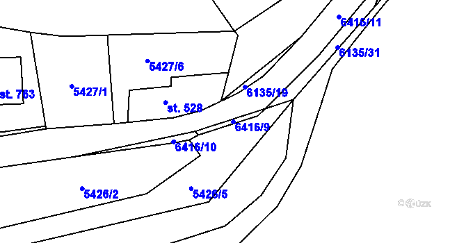 Parcela st. 6416/9 v KÚ Sidonie, Katastrální mapa