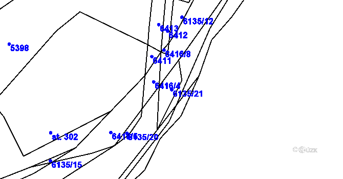 Parcela st. 6135/21 v KÚ Sidonie, Katastrální mapa