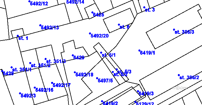 Parcela st. 5/1 v KÚ Sidonie, Katastrální mapa