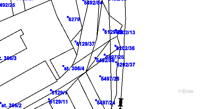 Parcela st. 5497/25 v KÚ Sidonie, Katastrální mapa