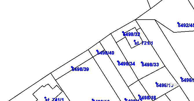 Parcela st. 5498/40 v KÚ Sidonie, Katastrální mapa