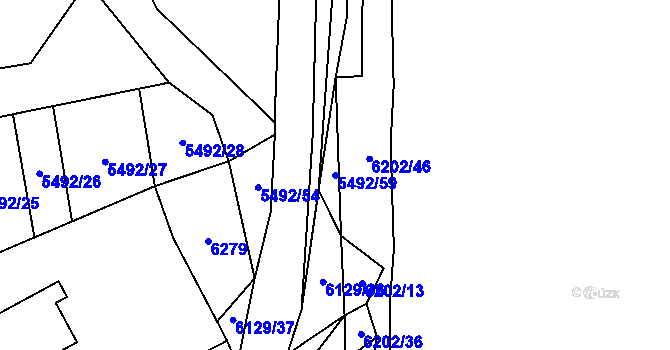 Parcela st. 5492/59 v KÚ Sidonie, Katastrální mapa