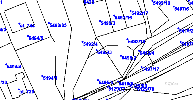 Parcela st. 5495/3 v KÚ Sidonie, Katastrální mapa