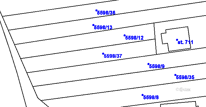 Parcela st. 5598/37 v KÚ Sidonie, Katastrální mapa
