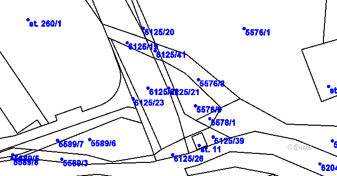 Parcela st. 6125/21 v KÚ Sidonie, Katastrální mapa