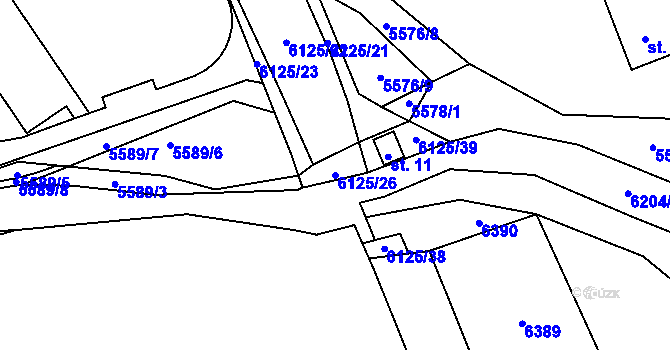 Parcela st. 6125/26 v KÚ Sidonie, Katastrální mapa
