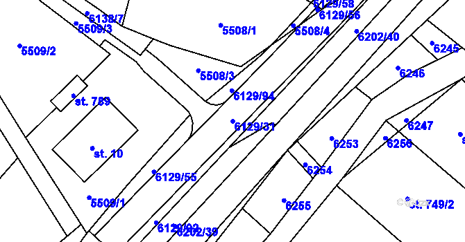 Parcela st. 6129/31 v KÚ Sidonie, Katastrální mapa