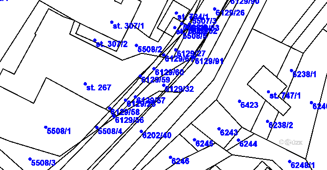 Parcela st. 6129/32 v KÚ Sidonie, Katastrální mapa