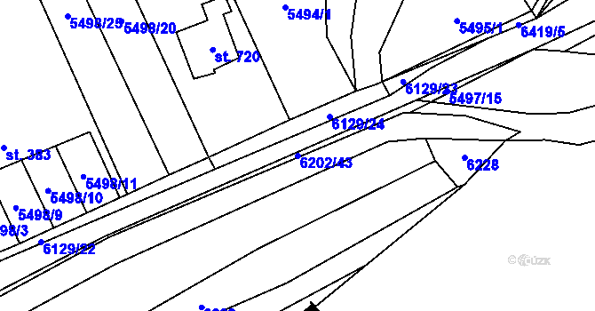 Parcela st. 6202/43 v KÚ Sidonie, Katastrální mapa