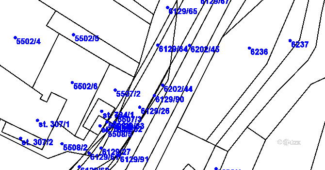 Parcela st. 6202/44 v KÚ Sidonie, Katastrální mapa