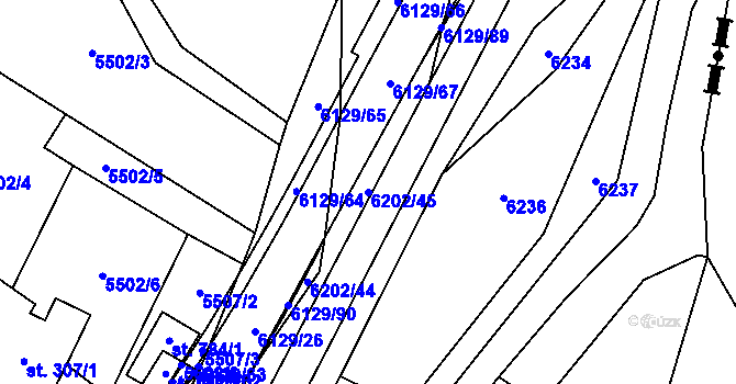Parcela st. 6202/45 v KÚ Sidonie, Katastrální mapa
