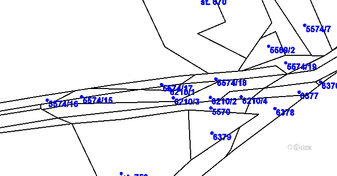 Parcela st. 6210/1 v KÚ Sidonie, Katastrální mapa