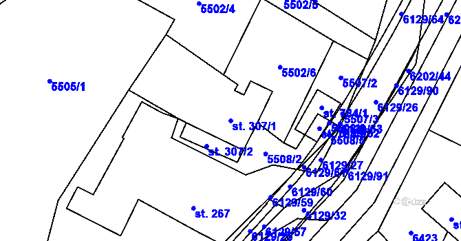 Parcela st. 307/1 v KÚ Sidonie, Katastrální mapa