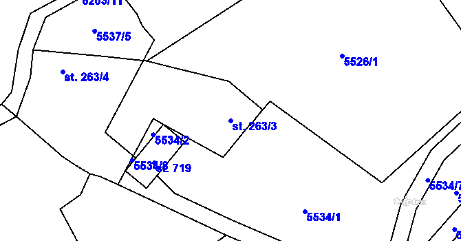 Parcela st. 263/3 v KÚ Sidonie, Katastrální mapa