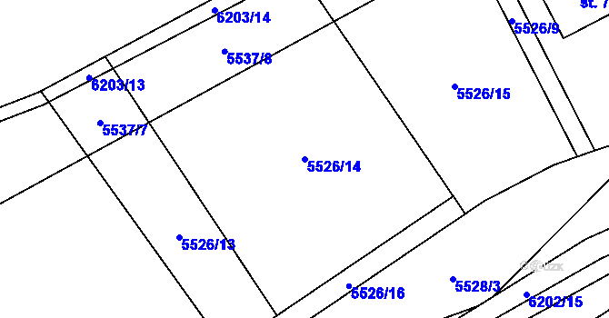 Parcela st. 5526/14 v KÚ Sidonie, Katastrální mapa