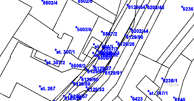 Parcela st. 5508/6 v KÚ Sidonie, Katastrální mapa
