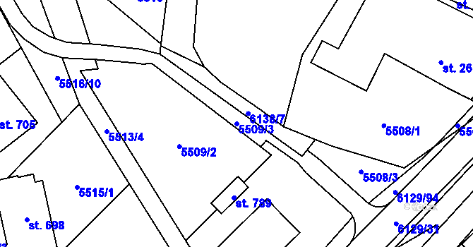 Parcela st. 5509/3 v KÚ Sidonie, Katastrální mapa