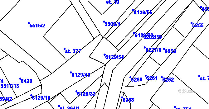 Parcela st. 6129/54 v KÚ Sidonie, Katastrální mapa