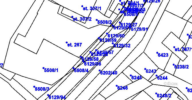 Parcela st. 6129/57 v KÚ Sidonie, Katastrální mapa