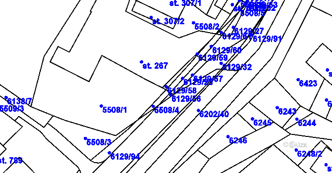 Parcela st. 6129/58 v KÚ Sidonie, Katastrální mapa