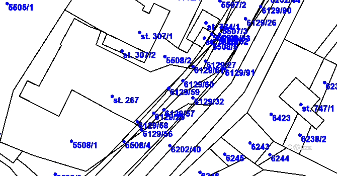 Parcela st. 6129/59 v KÚ Sidonie, Katastrální mapa