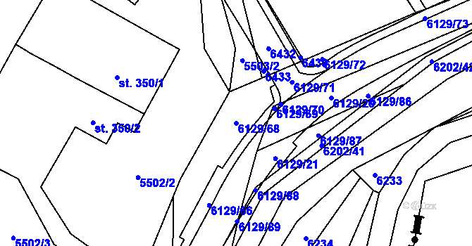 Parcela st. 6129/68 v KÚ Sidonie, Katastrální mapa