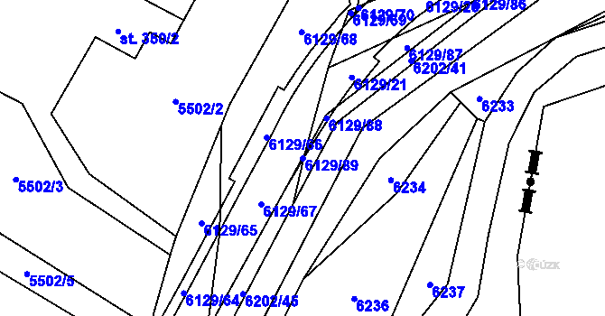 Parcela st. 6129/89 v KÚ Sidonie, Katastrální mapa