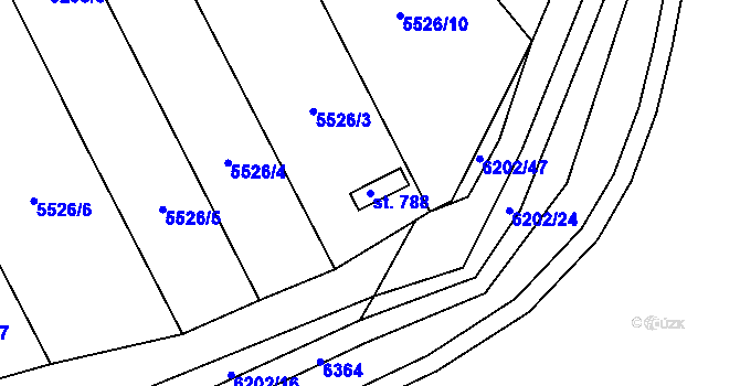 Parcela st. 788 v KÚ Sidonie, Katastrální mapa