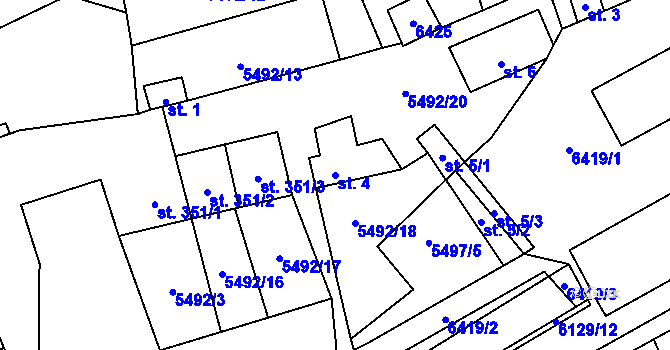 Parcela st. 4 v KÚ Sidonie, Katastrální mapa