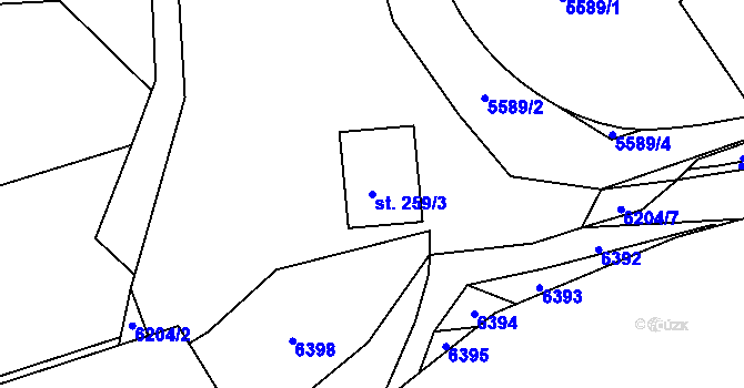 Parcela st. 259/3 v KÚ Sidonie, Katastrální mapa