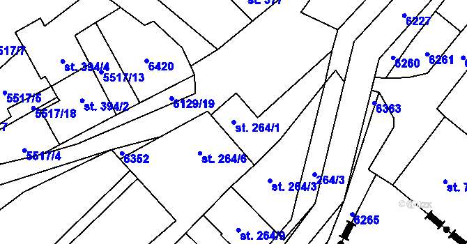 Parcela st. 264/1 v KÚ Sidonie, Katastrální mapa