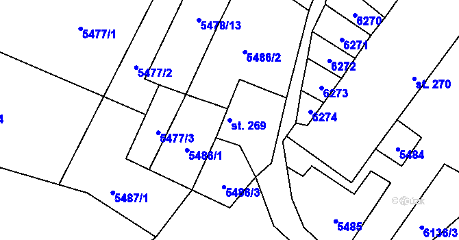 Parcela st. 269 v KÚ Sidonie, Katastrální mapa