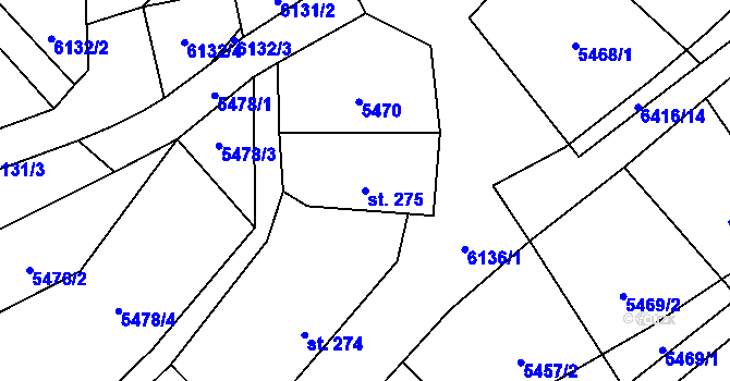 Parcela st. 275 v KÚ Sidonie, Katastrální mapa