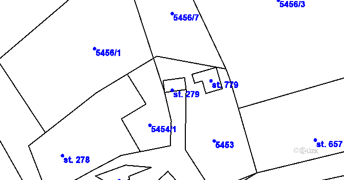 Parcela st. 279 v KÚ Sidonie, Katastrální mapa