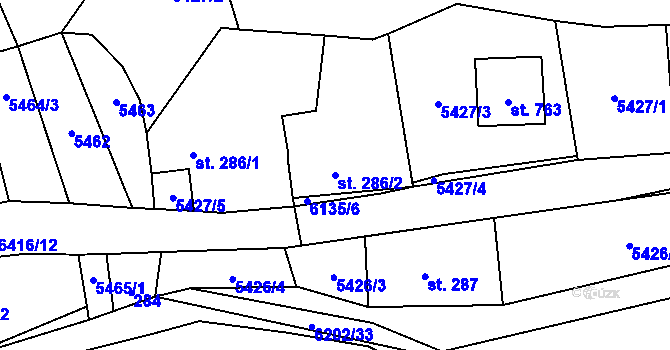 Parcela st. 286/2 v KÚ Sidonie, Katastrální mapa