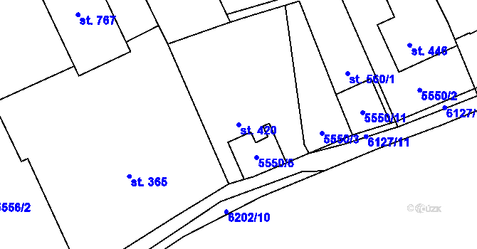 Parcela st. 420 v KÚ Sidonie, Katastrální mapa