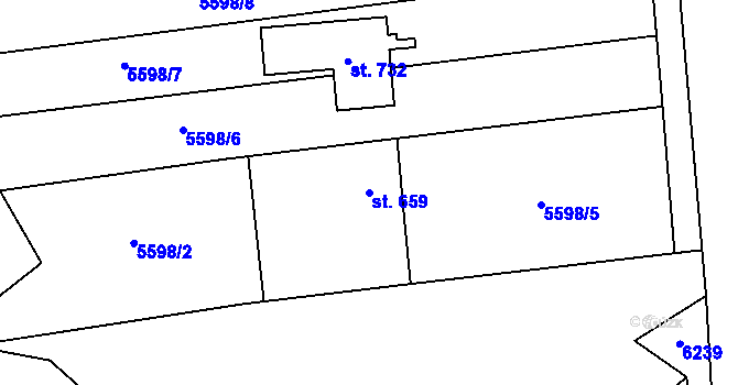 Parcela st. 659 v KÚ Sidonie, Katastrální mapa