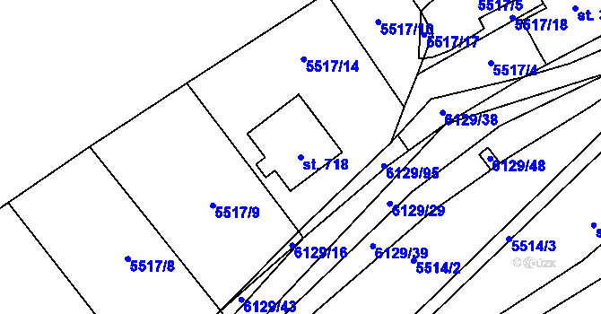 Parcela st. 718 v KÚ Sidonie, Katastrální mapa